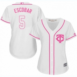 Womens Majestic Minnesota Twins 5 Eduardo Escobar Authentic White Fashion Cool Base MLB Jersey 