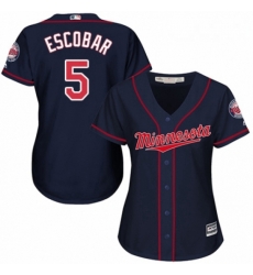 Womens Majestic Minnesota Twins 5 Eduardo Escobar Replica Navy Blue Alternate Road Cool Base MLB Jersey 