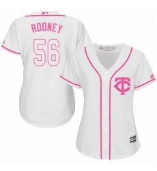 Womens Majestic Minnesota Twins 56 Fernando Rodney Authentic White Fashion Cool Base MLB Jersey 