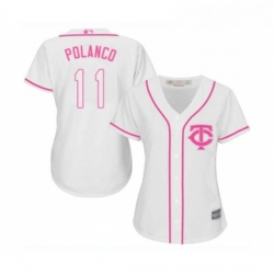 Womens Minnesota Twins 11 Jorge Polanco Replica White Fashion Cool Base Baseball Jersey 