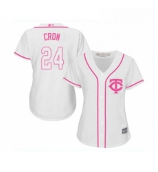Womens Minnesota Twins 24 C J Cron Replica White Fashion Cool Base Baseball Jersey 