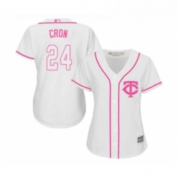 Womens Minnesota Twins 24 C J Cron Replica White Fashion Cool Base Baseball Jersey 