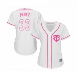 Womens Minnesota Twins 33 Martin Perez Replica White Fashion Cool Base Baseball Jersey 