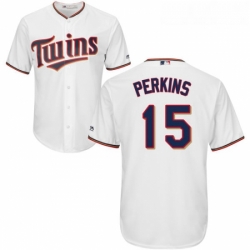 Youth Majestic Minnesota Twins 15 Glen Perkins Authentic White Home Cool Base MLB Jersey