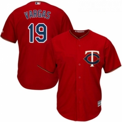 Youth Majestic Minnesota Twins 19 Kennys Vargas Authentic Scarlet Alternate Cool Base MLB Jersey