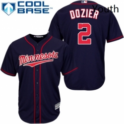 Youth Majestic Minnesota Twins 2 Brian Dozier Authentic Navy Blue Alternate Road Cool Base MLB Jersey