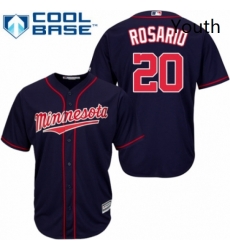 Youth Majestic Minnesota Twins 20 Eddie Rosario Authentic Navy Blue Alternate Road Cool Base MLB Jersey 