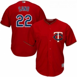 Youth Majestic Minnesota Twins 22 Miguel Sano Authentic Scarlet Alternate Cool Base MLB Jersey