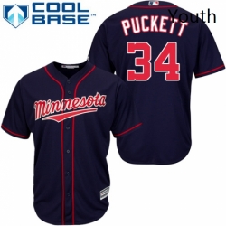 Youth Majestic Minnesota Twins 34 Kirby Puckett Authentic Navy Blue Alternate Road Cool Base MLB Jersey