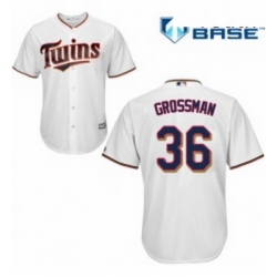 Youth Majestic Minnesota Twins 36 Robbie Grossman Authentic White Home Cool Base MLB Jersey 