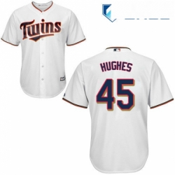 Youth Majestic Minnesota Twins 45 Phil Hughes Replica White Home Cool Base MLB Jersey