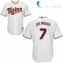 Youth Majestic Minnesota Twins 7 Joe Mauer Authentic White Home Cool Base MLB Jersey