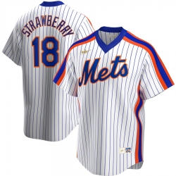 Men New York Mets 18 Darryl Strawberry Nike Home Cooperstown Collection Player MLB Jersey White