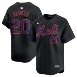 Men New York Mets 20 Pete Alonso Black Alternate Limited Stitched Baseball Jersey