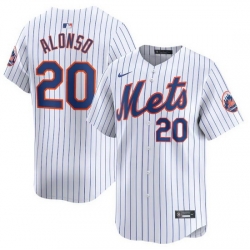 Men New York Mets 20 Pete Alonso White 2024 Home Limited Stitched Baseball Jersey