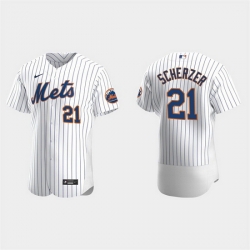 Men New York Mets 21 Max Scherzer White Flex Base Stitched jersey