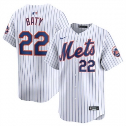 Men New York Mets 22 Brett Baty White 2024 Home Limited Stitched Baseball Jersey