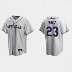 Men New York Mets 23 Javier Baez Men Nike Gray Road MLB Jersey