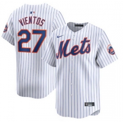 Men New York Mets 27 Mark Vientos White 2024 Home Limited Stitched Baseball Jersey