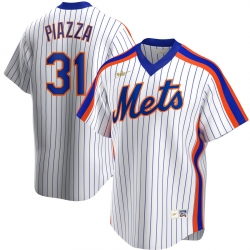 Men New York Mets 31 Mike Piazza Nike Home Cooperstown Collection Player MLB Jersey White