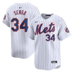 Men New York Mets 34 Kodai Senga White 2024 Home Limited Stitched Baseball Jersey