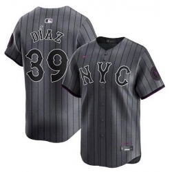 Men New York Mets 39 Edwin D EDaz Graphite 2024 City Connect Limited Stitched Baseball Jersey