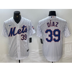 Men New York Mets 39 Edwin Diaz White Cool Base Stitched Baseball Jersey