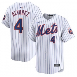 Men New York Mets 4 Francisco Alvarez White 2024 Home Limited Stitched Baseball Jersey