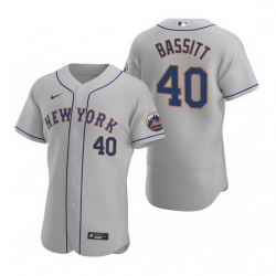 Men New York Mets 40 Chris Bassitt Grey Flex Base Stitched jersey
