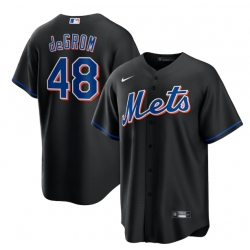 Men New York Mets 48 Jacob DeGrom 2022 Black Cool Base Stitched Baseball Jersey