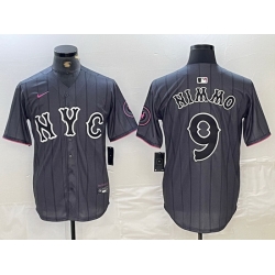 Men New York Mets 9 Brandon Nimmo Graphite 2024 City Connect Limited Stitched Baseball Jersey 1