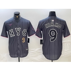 Men New York Mets 9 Brandon Nimmo Graphite 2024 City Connect Limited Stitched Baseball Jersey II