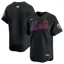 Men New York Mets Blank Black Alternate Limited Stitched Baseball Jersey