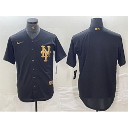 Men New York Mets Blank Black Cool Base Stitched Baseball Jersey