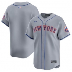 Men New York Mets Blank Grey 2024 Away Limited Stitched Baseball Jersey