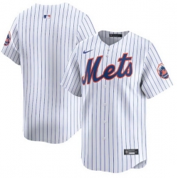 Men New York Mets Blank White 2024 Home Limited Stitched Baseball Jersey