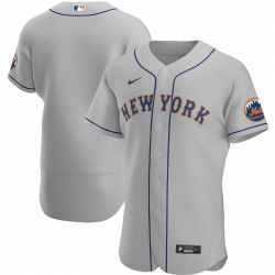 Men New York Mets Men Nike Gray Road 2020 Flex Base Official Team MLB Jersey