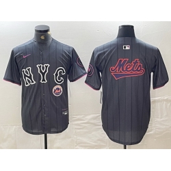 Men New York Mets Team Big Logo Graphite 2024 City Connect Limited Stitched Baseball Jersey 10