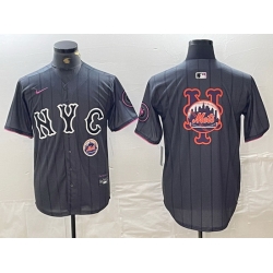 Men New York Mets Team Big Logo Graphite 2024 City Connect Limited Stitched Baseball Jersey 9