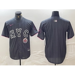 Men New York Mets Team Big Logo Graphite 2024 City Connect Limited Stitched Baseball Jersey1