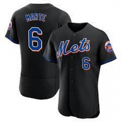 Men Nike New York Mets 6 Starling Marte Black Flex Base Stitched MLB Jersey