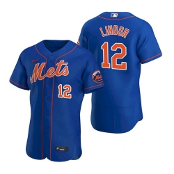 Men Nike New York Mets Francisco Lindor Blue Flex Base Stitched Jersey