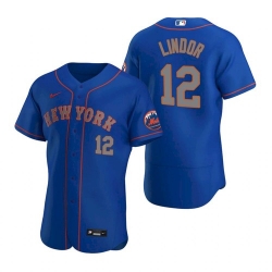 Men Nike New York Mets Francisco Lindor Blue Flex Base Stitched Jersey II