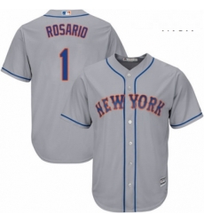 Mens Majestic New York Mets 1 Amed Rosario Replica Grey Road Cool Base MLB Jersey 