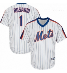 Mens Majestic New York Mets 1 Amed Rosario Replica White Alternate Cool Base MLB Jersey 