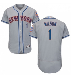 Mens Majestic New York Mets 1 Mookie Wilson Grey Road Flex Base Authentic Collection MLB Jersey