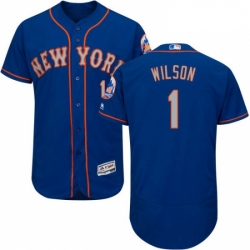 Mens Majestic New York Mets 1 Mookie Wilson RoyalGray Alternate Flex Base Authentic Collection MLB Jersey