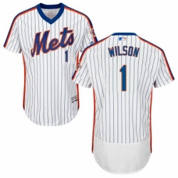 Mens Majestic New York Mets 1 Mookie Wilson White Alternate Flex Base Authentic Collection MLB Jersey