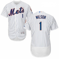 Mens Majestic New York Mets 1 Mookie Wilson White Home Flex Base Authentic Collection MLB Jersey