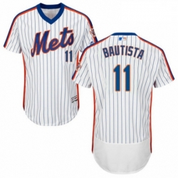 Mens Majestic New York Mets 11 Jose Bautista White Alternate Flex Base Authentic Collection MLB Jersey